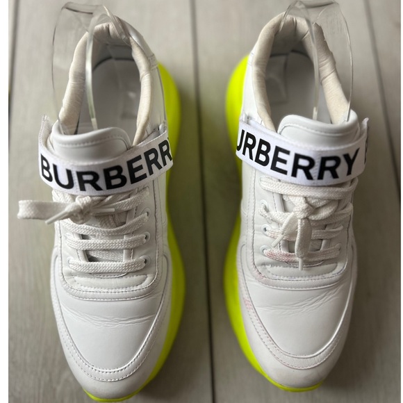 Burberry Ronnie Chunky White Leather Neon Sole Sneaker Size 40 - Picture 3 of 16